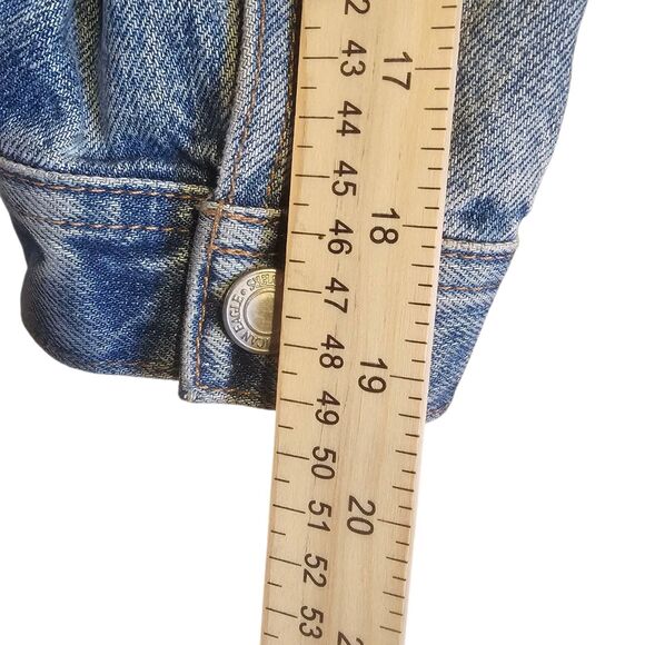 Vintage MTV American Eagle Sz S Denim Daria Patch Accent Distressed Jacket  90s - Picture 9 of 16